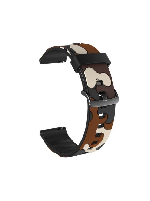 22mm Camouflage with Black Buckle Silicone Watch Band for Huawei Watch GT 2 46mm/GT/GT 2e - Brown