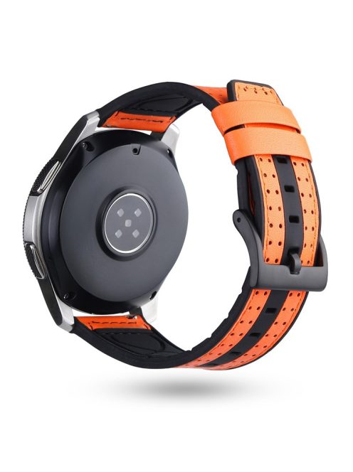 22mm Carbon Fiber Leather Coated Silicone Watch Strap for Huawei Watch GT2/Galaxy Watch 46mm etc. - Orange