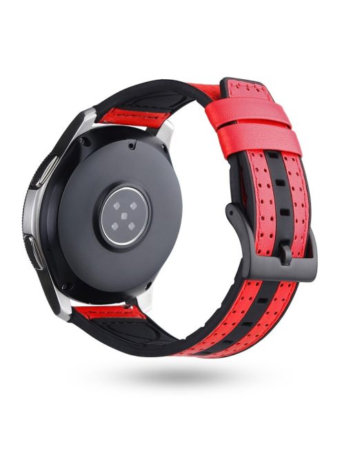 22mm Carbon Fiber Leather Coated Silicone Watch Strap for Huawei Watch GT2/Galaxy Watch 46mm etc. - Red