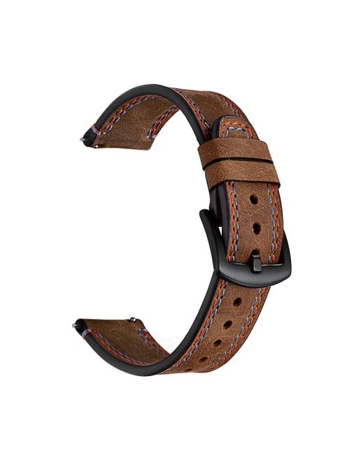 22mm Dual-Stitching Design Genuine Leather Crazy Horse Texture Watch Strap for Huawei Watch GT / Watch 2 / Watch Magic