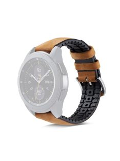   22mm Genuine Leather + Silicone Watch Band Replacement for Huawei Watch GT - Brown