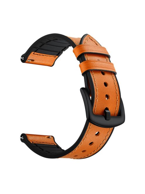 22mm Genuine Leather Coated Silicone 22mm Watch Strap for Huawei Watch GT 2/1  / Honor Magic - Light Brown