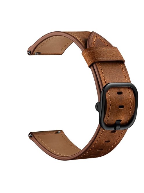 22mm Genuine Leather Watch Band Replacement for Huawei Watch GT2e/ Samsung Galaxy Watch3 45mm etc. - Dark Brown