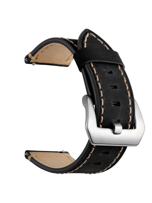 22mm Genuine Leather Watch Strap Smart Watch Band for Huawei Watch GT / Watch 2 / Watch Magic - Black