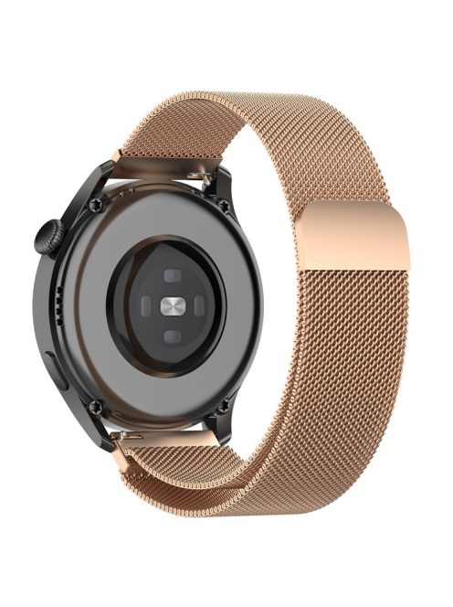 22mm Magnetic Closure Milanese Wristband Breathable Watch Strap Replacement for Huawei Watch GT3 46mm/Samsung Gear S3 Frontier/Classic - Rose Gold