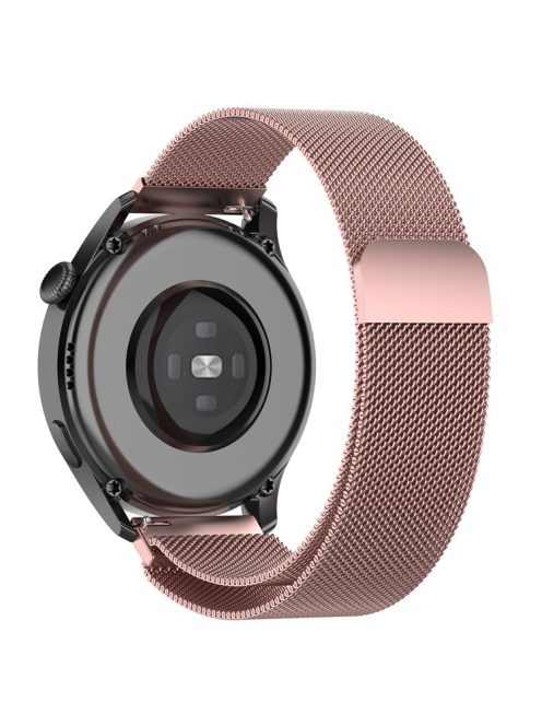 22mm Magnetic Closure Milanese Wristband Breathable Watch Strap Replacement for Huawei Watch GT3 46mm/Samsung Gear S3 Frontier/Classic - Rose Pink