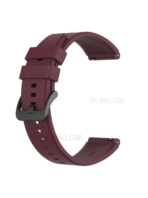 22mm Plain Silicone Watch Band Strap Replacement for Huawei Watch 3/Watch 3 Pro - Wine Red