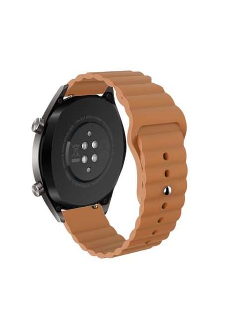 22mm Reverse Buckle Silicone Watchband for Samsung Gear S3/Galaxy Watch 46mm/Huawei GT2 46mm/Huami Amazfit 1/2 - Brown