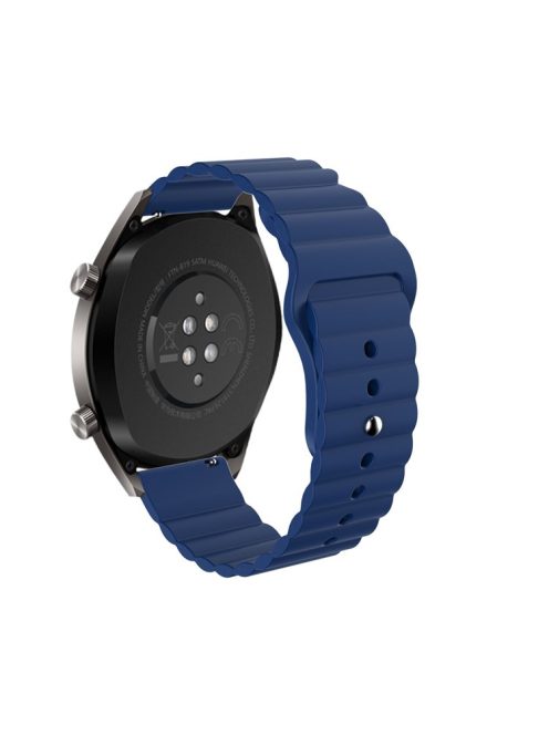 22mm Reverse Buckle Silicone Watchband for Samsung Gear S3/Galaxy Watch 46mm/Huawei GT2 46mm/Huami Amazfit 1/2 - Dark Blue