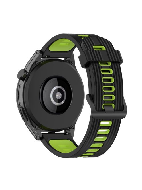 22mm Silicone Watch Strap Soft Wristband with Buckle for Samsung Galaxy Watch 3 45mm R840/Gear S3/Huawei Watch GT 2e/GT3 46mm/GT Runner - Black/Lime