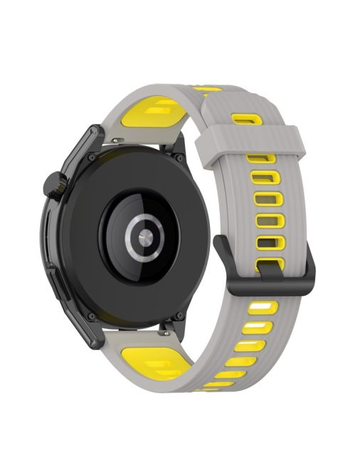 22mm Silicone Watch Strap Soft Wristband with Buckle for Samsung Galaxy Watch 3 45mm R840/Gear S3/Huawei Watch GT 2e/GT3 46mm/GT Runner - Grey/Yellow