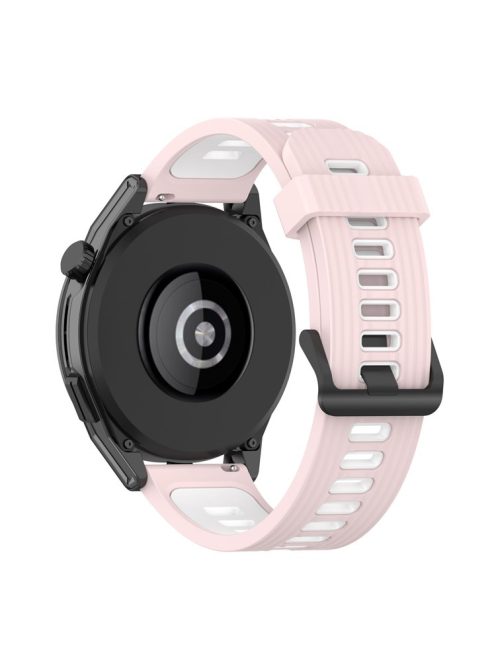 22mm Silicone Watch Strap Soft Wristband with Buckle for Samsung Galaxy Watch 3 45mm R840/Gear S3/Huawei Watch GT 2e/GT3 46mm/GT Runner - Pink/White