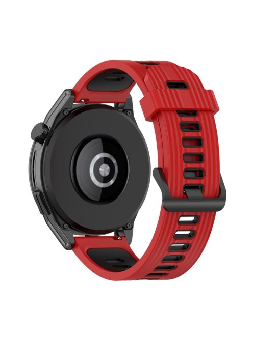 22mm Silicone Watch Strap Soft Wristband with Buckle for Samsung Galaxy Watch 3 45mm R840/Gear S3/Huawei Watch GT 2e/GT3 46mm/GT Runner - Red/Black