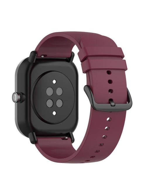 22mm Silicone Watch Strap Soft Wristband with Buckle for Samsung Galaxy Watch3 45mm/Active/Huawei Watch 3 - Wine Red