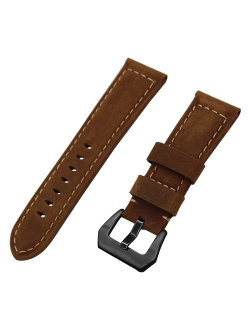 22mm Split Leather Watch Band with Black Big Buckle for Huawei Watch GT - Dark Brown