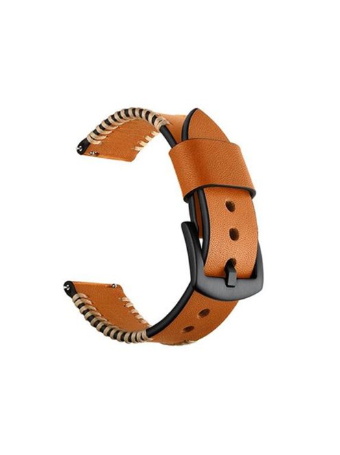 22mm Stitching Decor Genuine Leather Smart Watch Band Replacement for Huawei Watch GT2e/GT2 46mm - Brown