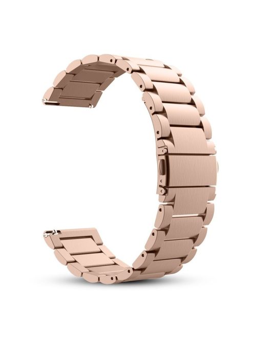 22mm Three Beads Stainless Steel Watch Strap with Folding Clasp for Huawei Watch GT / Honor Watch Magic - Rose Gold