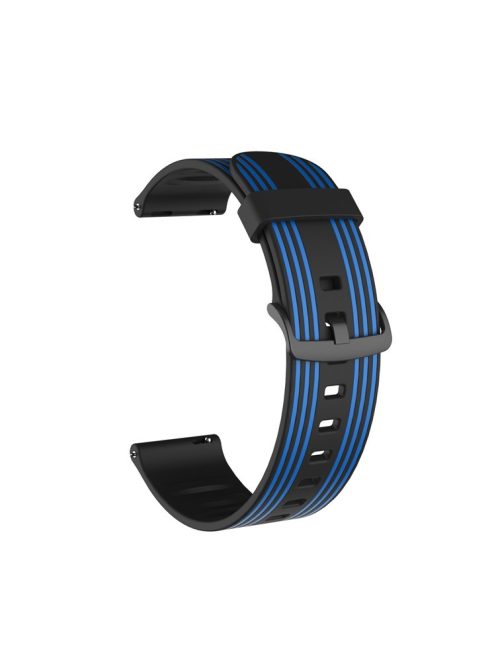 22mm Twill Color-blocking Silicone Strap for Samsung Gear S3/Galaxy Watch 46mm/Huawei GT2 46mm/Huami Amazfit Watch 1/2/GTR 47mm - Black/Blue