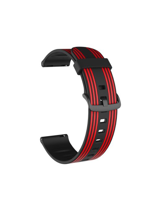 22mm Twill Color-blocking Silicone Strap for Samsung Gear S3/Galaxy Watch 46mm/Huawei GT2 46mm/Huami Amazfit Watch 1/2/GTR 47mm - Black/Red