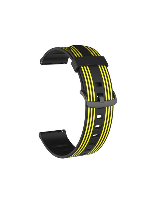 22mm Twill Color-blocking Silicone Strap for Samsung Gear S3/Galaxy Watch 46mm/Huawei GT2 46mm/Huami Amazfit Watch 1/2/GTR 47mm - Black/Yellow