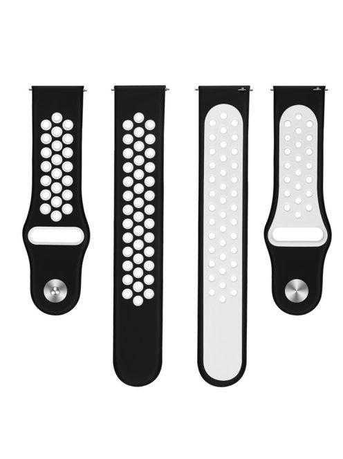 22mm Two-tone Silicone Smart Watch Band for Huawei Watch GT / Ticwatch 1 / Huami - Black/White