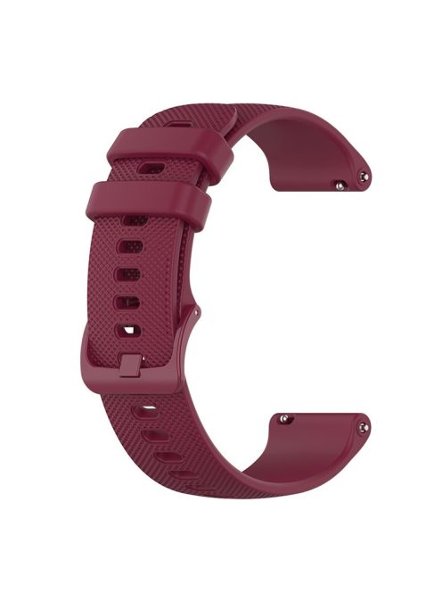 22mm Universal Grid Texture Silicone Watchband Replace Strap for Huawei Watch 3 / 3 Pro / Samsung Amazfit Watch Etc - Wine Red