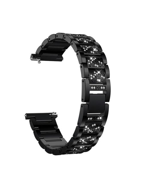 22mm Universal Rhinestone Decor Metal Watch Band for Huawei Watch GT / Samsung Gear S3 Classic / S3 Frontier - Black