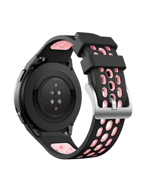 Bi-color Silicone Smart Watch Strap Adjustable Watchband for Huawei Watch GT 2e - Black / Light Pink