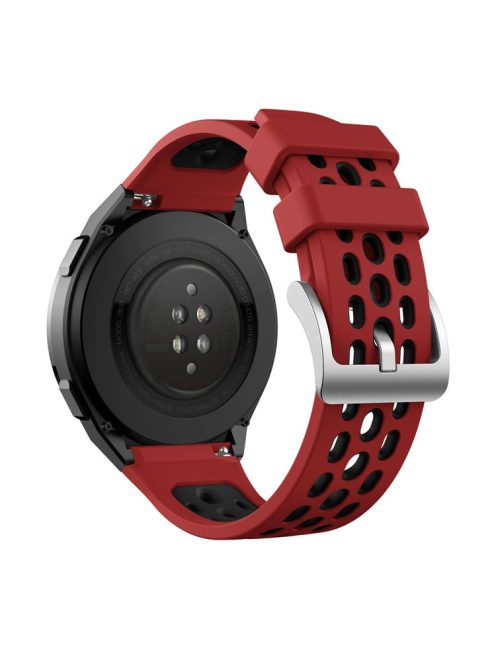 Bi-color Silicone Smart Watch Strap Adjustable Watchband for Huawei Watch GT 2e - Red / Black