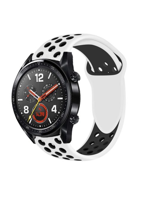 Bi-color Soft Silicone Watch Band for Huawei Watch GT - White / Black