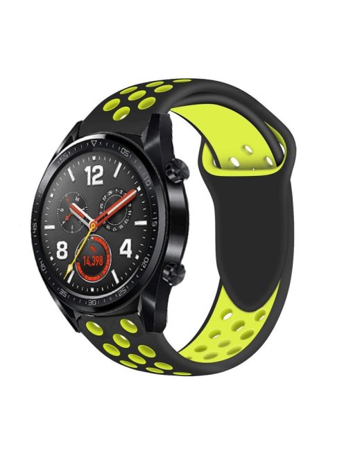 Bi-color Soft Silicone Watchband Strap for Huawei Watch GT - Black / Yellow