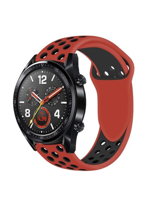 Bi-color Soft Silicone Wrist Strap for Huawei Watch GT - Red / Black