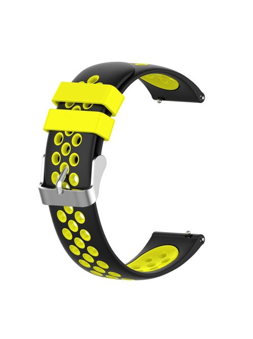 Dual Color Silicone Adjustable Watch Band Strap Replacement 22mm for Huawei Watch 3/Watch 3 Pro - Black/Yellow