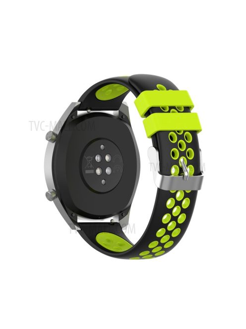 Dual Color Soft Silicone Smart Watch Replacement Strap 22mm for HUAWEI Watch GT2 46mm - Black/Green