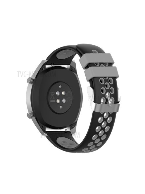 Dual Color Soft Silicone Smart Watch Replacement Strap 22mm for HUAWEI Watch GT2 46mm - Black/Grey