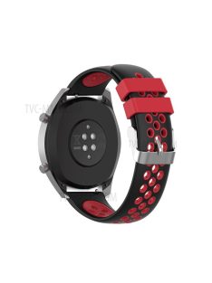   Dual Color Soft Silicone Smart Watch Replacement Strap 22mm for HUAWEI Watch GT2 46mm - Black/Red