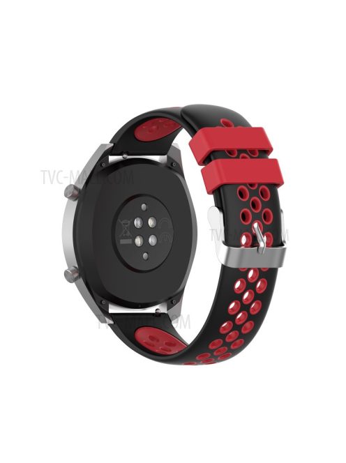 Dual Color Soft Silicone Smart Watch Replacement Strap 22mm for HUAWEI Watch GT2 46mm - Black/Red