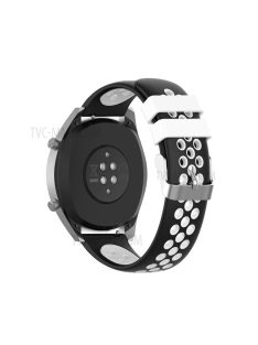   Dual Color Soft Silicone Smart Watch Replacement Strap 22mm for HUAWEI Watch GT2 46mm - Black/White