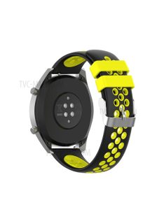   Dual Color Soft Silicone Smart Watch Replacement Strap 22mm for HUAWEI Watch GT2 46mm - Black/Yellow