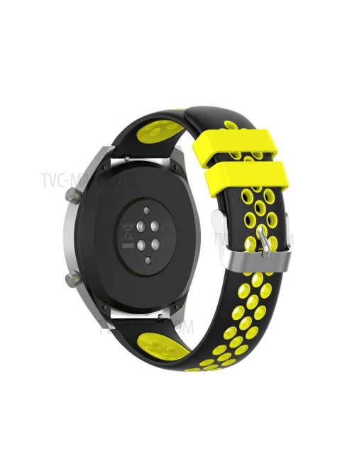 Dual Color Soft Silicone Smart Watch Replacement Strap 22mm for HUAWEI Watch GT2 46mm - Black/Yellow