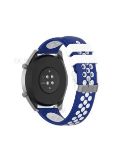   Dual Color Soft Silicone Smart Watch Replacement Strap 22mm for HUAWEI Watch GT2 46mm - Blue/White