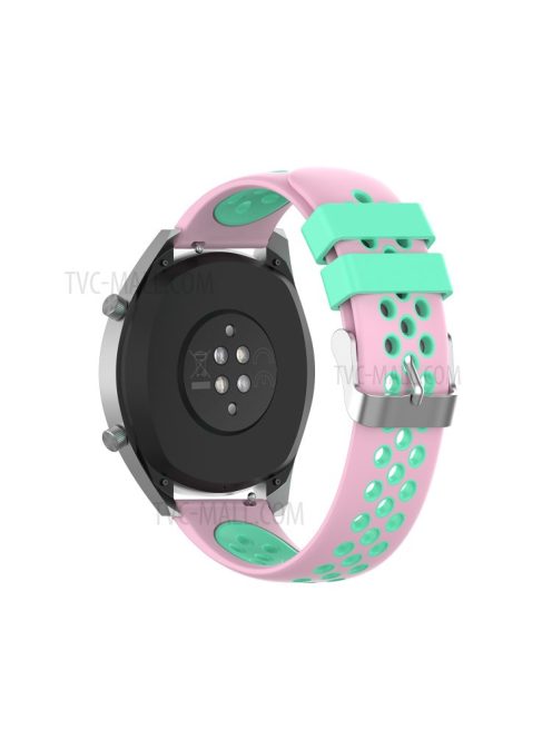 Dual Color Soft Silicone Smart Watch Replacement Strap 22mm for HUAWEI Watch GT2 46mm - Pink/Cyan