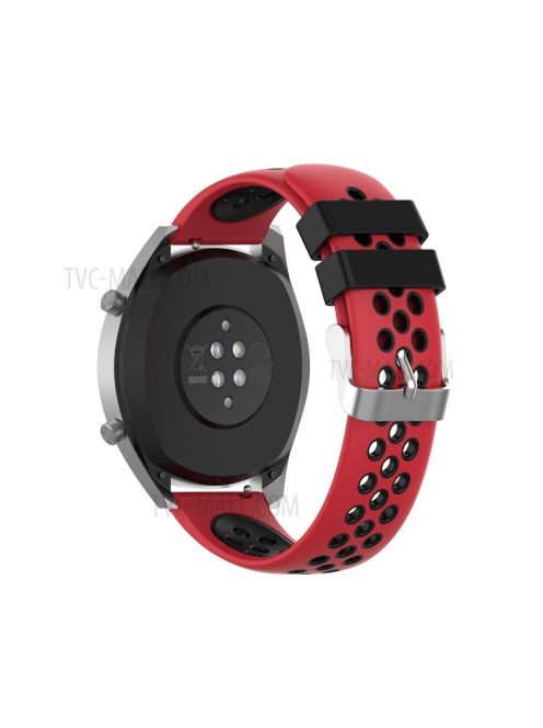 Dual Color Soft Silicone Smart Watch Replacement Strap 22mm for HUAWEI Watch GT2 46mm - Red/Black