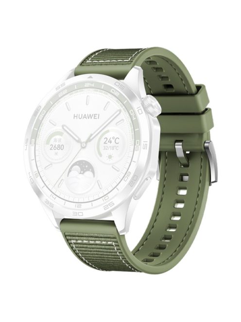 For  Huawei Watch GT 4 / GT 3 / GT 2 46mm Watch Strap 22mm Nylon Coated Silicone Strap Replacement - Green