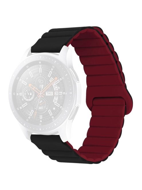 For Haylou LS02 / RS4 / RS4 Plus / Huawei Watch GT 3 Pro 43mm, Silicone Watchband 20mm Universal Magnetic Watch Strap - Black / Wine Red