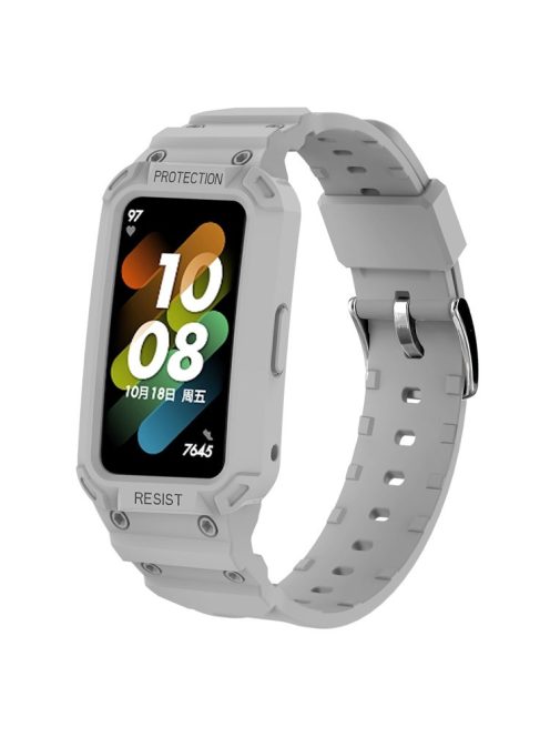 For Honor Band 6/Huawei Band 6/7 Replacement TPU Watch Band Adjustable Wrist Strap + Watch Case - Light Grey