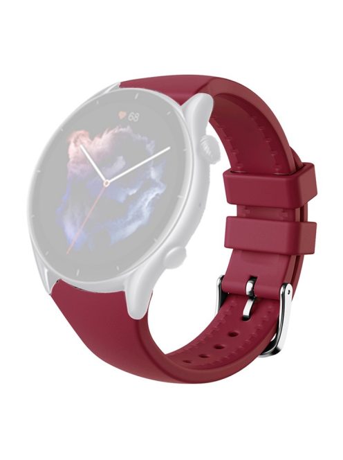 For Huami Amazfti GTR 4 / GTR 3 / GTR 3 Pro / Huawei Watch GT 3 42mm 46mm Watch Strap 22mm Silicone Bands Replacement - Wine Red