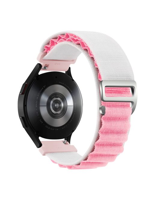 For Huawei / Samsung / Huami Amazfit GTS 4 / 3 / 2 / 1 / mini Watch Band Universal 20mm Nylon Wrist Strap - White+Pink