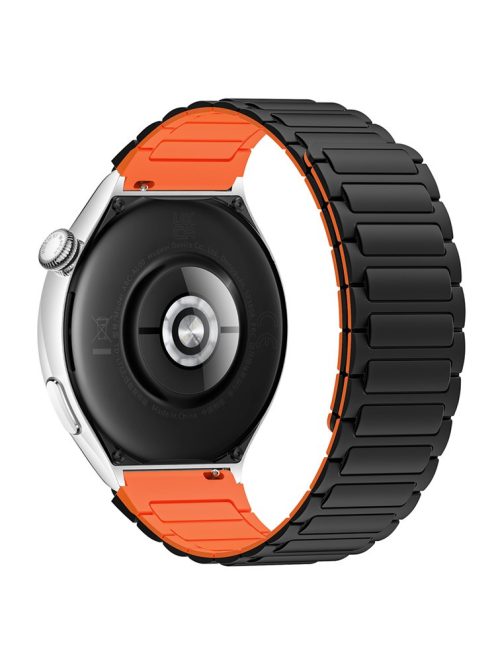 For Huawei / Samsung Smart Watch Silicone Band 22mm Universal Magnetic Replacement Strap - Black+Orange