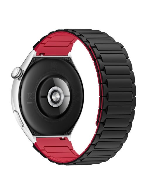 For Huawei / Samsung Smart Watch Silicone Band 22mm Universal Magnetic Replacement Strap - Black+Red